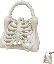 economico -Borsa a forma di scheletro con stampa 3D, borsa a forma di scheletro gotico, borsa a forma di gabbia toracica realistica e spettrale, tasca funzionale, accessorio estetico anatomico e oscuro a tema