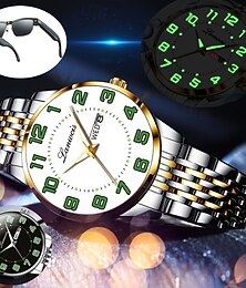 abordables -La nouvelle montre d'affaires à la mode pour hommes en acier inoxydable à grand cadran numérique avec résistance à l'eau IPX7, affichage lumineux du jour du calendrier, montre à quartz décontractée,