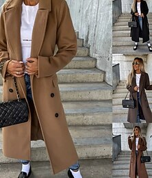 preiswerte -Damen Freizeitjacke Warm Bequem Tasche Knöpfe Mode Outdoor Einfach Ausgehen Wochenende Einreihig Regulär Revers Normale Passform Langarm Oberbekleidung Schwarz Braun Khaki Herbst Winter