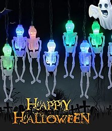 abordables -Guirlande lumineuse crâne d'Halloween 1,5 m 10 LED 3 m 20 LED alimentée par batterie lumières d'horreur de festival fantôme Halloween cour balcon porche bar lumières de décoration
