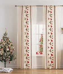 ieftine -Perdele decupate brodate de Crăciun, draperii de fereastră de sărbători pentru sufragerie și dormitor, stil european-american gata făcute
