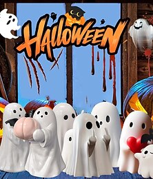 levne -halloween roztomilá figurka ducha - prostředníček strašidelná socha ducha z pryskyřice, roztomilá dekorace ducha pro halloweenskou výzdobu, verandu a vnitřní strašidelné bytové dekorace 10x10x10cm