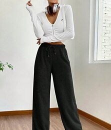 abordables -Femmes Joggings Chinos Pantalon palazzo Mode Streetwear Basique Longueur complète Taille haute Couleur Unie Uni Ceinture Élastique Confortable Doux Élastique Extérieur Rue Chameau Noir Kaki Printemps