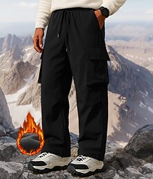 abordables -Homme Pantalons de randonnée Pantalons Doublés en Polaire Manteau d'hiver bas de survêtement Hiver Extérieur Coupe régulière Imperméable Coupe-vent Chaud Pantalons Taille Élastique Noir Vert Véronèse