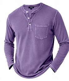 halpa -Miesten Henley-paita T-paidat T-paita Pitkähihainen paita Pitkähihainen Retro Solid Color Muoti Suunnittelija Vapaa-aika Muoti Vintage Perus Henley Loma Katu Kausaliteetti Syksy Talvi Tumman ruskea