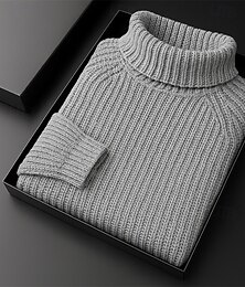 preiswerte -Herren Pullover Gerippt Stricken Normale Oberteile Gestrickt Minimalistisch Einfach Rollkragen Strickware Zeitgenössisch Lässig Alltagskleidung Bekleidung Herbst Winter Schwarz Weiß M L XL