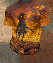 economico -Per uomo Maglietta di Halloween Zucca Mano Girocollo Abbigliamento Stampa 3D All'aperto Ferie Festa a Tema Festa di Halloween Manica Corta Stampato Vintage Halloween