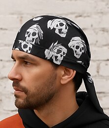 levne -Pánský halloweenský šátek na hlavu s lebkou a pirátským motivem – gotický duragový šátek na kostýmní párty, cosplay a večerní zábavu