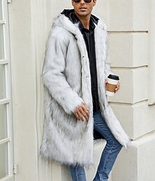 economico -Per uomo Cappotto Invernale Cappotto di pelliccia Giacca con Cappuccio Capispalla Vacanza Casuale Inverno Poliestere Morbido All'aperto Capispalla Abbigliamento Riscaldamento Comfort Leopardo Tasca
