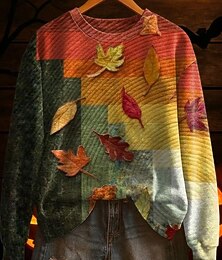 economico -Per donna Felpa Pullover Floreale Grafico Moda Casual Manica Lunga Girocollo Top Regolari Streetwear Abbigliamento Quotidiano Casuale Stampato Rosso Viola chiaro Arancione Marrone Cachi Autunno