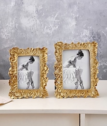 abordables -cadre photo vintage en résine à motif de feuilles de palmier dorées, horizontal &Cadre photo vertical pour la décoration de la maison, les photos de famille et les accessoires de photographie