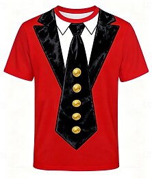お買い得  -クリスマス 男性用 サンタクロース コスチューム Tシャツ 半袖 Tシャツ 3Dプリント クルーネック シャツ 日常 デザイナー アーティスティック バケーション パーティー ストリート ルビーレッド ブルー パープル オールシーズン 衣類 S M L XL XXL XXXL