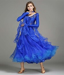 preiswerte -Gesellschaftstanz Kleid Unifarbe Damen Leistung Training Themenparty Langarm Spandex