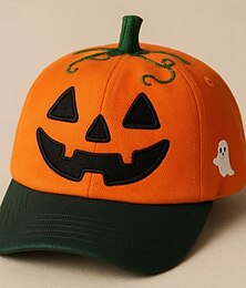 economico -Per uomo Cappellino da Baseball Cappello da Sole Cappello da Camionista Arancione Poliestere Ricamato Moda Casual Festa di Halloween Festival Zucca Fantasma Regolabile Protezione solare Traspirante