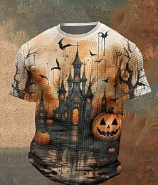 economico -Per uomo Maglietta di Halloween Zucca Pipistrello Girocollo Abbigliamento Stampa 3D All'aperto Ferie Festa a Tema Festa di Halloween Manica Corta Stampato Vintage Halloween