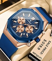 abordables -Montre d'affaires Poedagar pour hommes, étanche, lumineuse, chronographe, date, bracelet en silicone, montres à quartz pour hommes 893