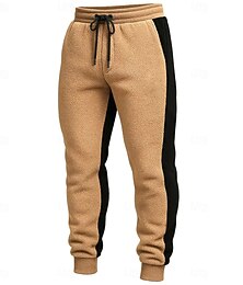 abordables -Hombre Sherpa Pantalones de Deporte Pantalón Jogger Pantalones Pantalones casuales Correa Cintura elástica Plano Templado Transpirable Longitud total Exterior Casual Diario Moda Ropa de calle Caqui
