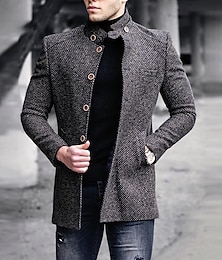 economico -Per uomo Cappotto da marinaio Trench Vacanza Quotidiano Autunno Inverno 80% cotone Caldo Capispalla Abbigliamento Moda Classico Semplice Tasca Colletto Mao Monopetto