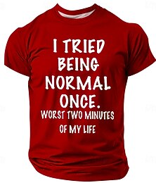 baratos -Camiseta Gráfica Masculina Engraçada "Tentei Ser Normal Uma Vez. Piores Dois Minutos da Minha Vida" Camiseta de Manga Curta de Humor Lifestyle