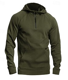 abordables -Homme Sweat à capuche Sweat à capuche quart zippé Noir Vert Véronèse bleu marine Gris foncé À capuche Uni Avec Poches Sport & Loisir Quotidien Fête Polyester Streetwear Basique Occasionnel Automne