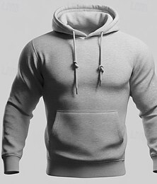 abordables -Homme Sweat à capuche Noir Blanche Jaune Rose Claire Vin À capuche Uni Avec Poches Sport & Loisir Quotidien Fête Polyester Streetwear Basique Occasionnel Printemps Automne Vêtement Tenue Pulls Capuche