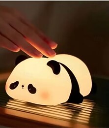 voordelige -led nachtlampje liggend plat eend panda varken siliconen usb oplaadbaar nachtkastje met slaap nachtlampje pat dimmen sfeer tafellamp cadeau
