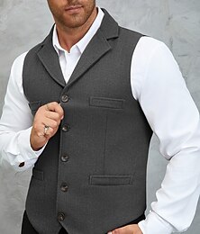 economico -Per uomo Gilet in tweed Gilet Formale Matrimonio Vacanza Quotidiano Moda Classico Primavera Autunno Tasca Bottoni Tweed Poliestere Confortevole Semplice Spina di Pesce Monopetto Collo a Lancia