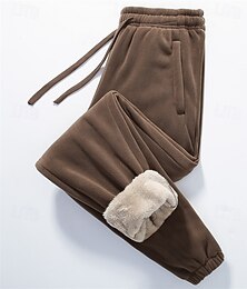 levne -Pánské Tepláky Fleecové kalhoty Běžec Kalhoty Zimní kalhoty Šňůrky Kapsy Elastický pas Bez vzoru Pohodlné Teplý Outdoorové sporty Denní Módní Na běžné nošení Černá Khaki Lehce elastické