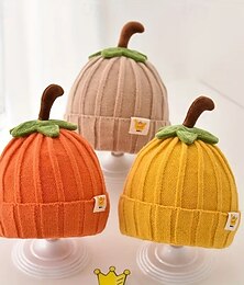 abordables -Bonnet citrouille tricoté pour enfants, bonnet épais et chaud pour l'hiver avec protection des oreilles, joli chapeau de dessin animé pour bébés garçons et filles, pour les voyages en plein air, les