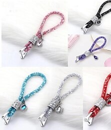 abordables -1 llavero de coche de lujo con diamantes de imitación, antipérdida, con hebilla plateada, para mujer, llavero para teléfono, accesorios ostentosos.