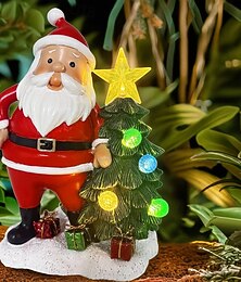 olcso -1 db 18,5 cm-es/7,28 hüvelykes kültéri napelemes vízálló mikulás karácsonyfa asztali díszvilágítás beltéri és kültéri hangulatú dekoratív LED színes fény