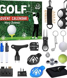 abordables -Calendario de adviento de golf, regalo navideño para golfistas, calendario de cuenta regresiva de Navidad de 24 días para padre, esposo o novio, regalo navideño perfecto con pelotas de golf, tees y