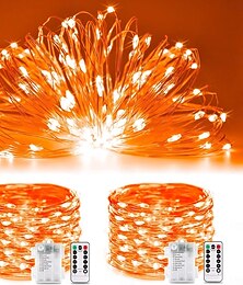 cheap -2 Pcs 20M/66FT 200 LED Beads Christmas Halloween Wedding Party Festival Fairy String Lights Indoor and Outdoor Festival Decoration Light String AAA Waterproof Battery Box Remote Control