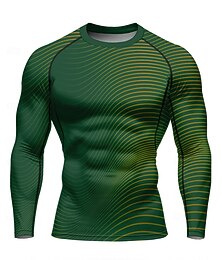 halpa -Miesten Kompression Paita Juoksupaita 3D-tulostus Saumattomat Pitkähihainen Pohjakerros Raidoitettu Nopea kuivuminen Puristus Power Flex Kosteuden siirtävä Kuntosaliharjoitus Aktiivinen koulutus