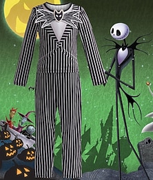 preiswerte -Jack Skellington Halloween Ausgefallene Kostüme Der Albtraum vor Weihnachten Horror Gruseliges Kostüm Kinder Jungen Halloween Karneval Leistung Party Einfache Halloween-Kostüme Verkleiden