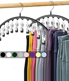 abordables -Lot de 2/4 organisateurs de leggings pour cintres de pantalons de yoga en métal de placard 10 clips pouvant contenir 20 leggings, organisateur de placard suspendu peu encombrant avec organisateurs de