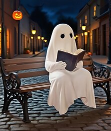 Недорогие -Декорация с призраком из смолы на Хэллоуин читающая книгу фигурка жуткий столбик для стола мини-статуя дома с привидениями жуткое милое украшение для дома офиса и вечеринки