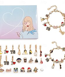 お買い得  -Swifties クリスマス アドベントカレンダー DIY ブレスレット TS ギフト、24 日間 DIY ジュエリー製作キット (チャームビーズ 22 個、調整可能なブレスレット 2 個付き)、音楽愛好家、ティーン、友人へのクリスマス カウントダウン ギフト、ホリデー
