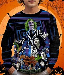 billiga -Halloween Pojkar 3D Tecknat T-shirt Långärmad Vår Höst Mode Grundläggande Barn 4-12 år Rund hals Utomhus Ledigt Dagligen Normal