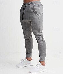 お買い得  -男性用 ジョガーパンツ スウェットパンツ ランニングパンツ アスレチックパンツ ジムパンツ ドローストリング ポケット 弾性ウエストバンド パンツ アウトドア スポーツ 屋内 速乾性 ライトウェイト ソフト マラソン いい結果になる ウォーキング テイラーフィット スポーツウェア アクティブウェア ソリッド ブラック グレー