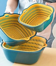 halpa -6 kpl kaksikerroksisia verkkosuodattimia – uudelleenkäytettäviä muovisia valutuskoria hedelmien ja vihannesten pesuun, keittiöväline, kotitalouskeittiötarvike