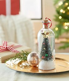 ieftine -Ornament de Crăciun cu mesaj într-o sticlă, înregistrare vocală, ornamente de Crăciun din sticlă cu mesaj, design de sticlă, decorațiune unică de sărbători înregistrabilă, cadou pentru familie