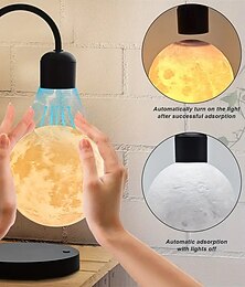 abordables -Lampe de bureau à lévitation magnétique, chargeur de téléphone sans fil 15 W, veilleuse d'ambiance tactile 3D réglable en 3 couleurs