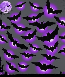 abordables -Chauves-souris lumineuses à LED pour Halloween, décoration d'Halloween, autocollants de chauve-souris lumineuses à LED, décoration murale, imperméable pour l'extérieur, décorations effrayantes