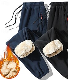 olcso -Férfi Melegítőnadrágok Polár nadrág Kocogó Nadrág Téli nadrág Zsinór Zseb Rugalmas derék Sima Mokaszinok Meleg Szabadtéri sport Napi Divat Alkalmi Fekete Medence Mikroelasztikus