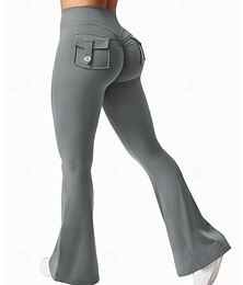 abordables -Femmes Pantalons Évasés Chinos Streetwear Occasionnel Longueur complète Taille moyenne Uni Avec Poches Taille Élastique Confortable Élastique Extérieur Vacances Quotidien Gris clair Bleu marine Noir