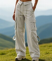 abordables -Femmes Pantalons Cargo Pantalons de randonnée pantalon de randonnée Extérieur Coupe régulière Coupe-vent Séchage Rapide Respirant Pantalons Cordon de serrage Avec Poches Noir Blanche Camping