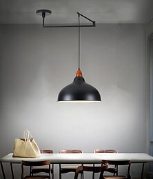 abordables -Suspension LED luminaire suspendu industriel bras oscillant suspension, suspension de plafond à dôme réglable pour salle à manger salon en noir/blanc