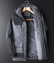 baratos -Homens Jaqueta Softshell Jaqueta de Trilha Casaco de lã Jaqueta Térmica Inverno Ao ar livre Retalhos Térmico / Quente Prova-de-Água A Prova de Vento Blusas Cinzento Escuro Preto Azul Cinzento