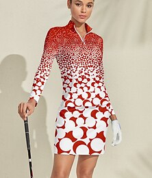 abordables -Femmes T-shirt POLO Rouge manche longue Top Vêtements de golf pour femmes, tenues, vêtements